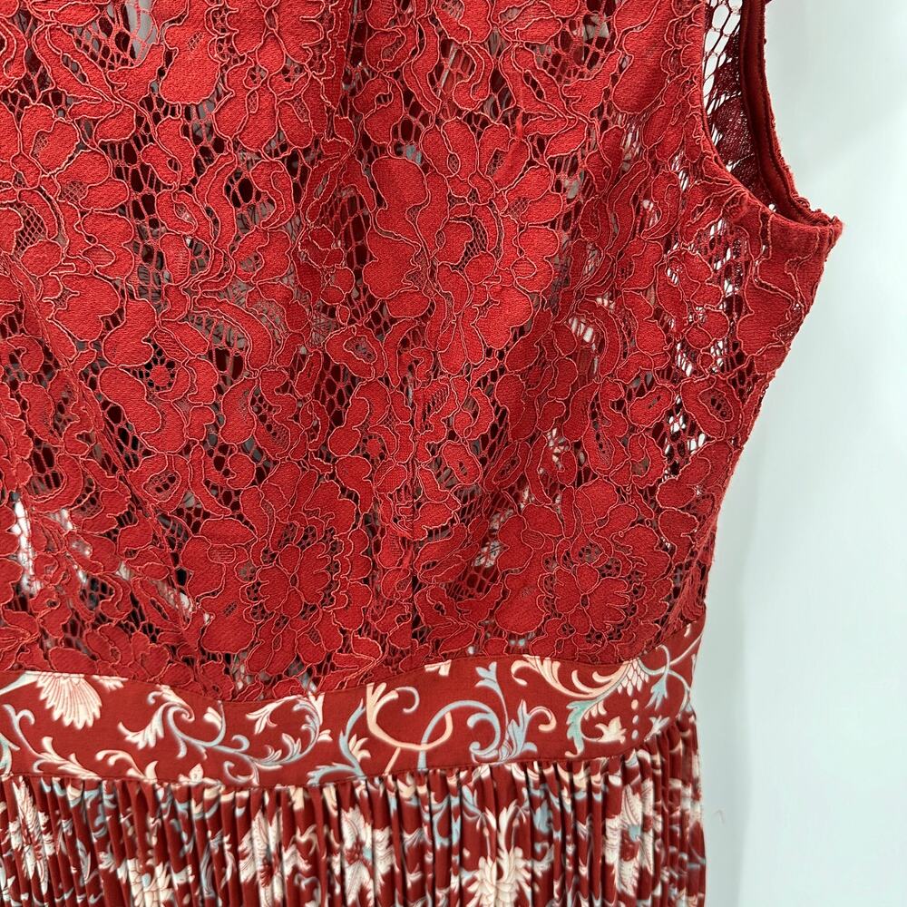 ANTHROPOLOGIE NWT Plenty by Tracy Reese Arcadia Red Pleated Lace Dress // 12 - Picture 11 of 16